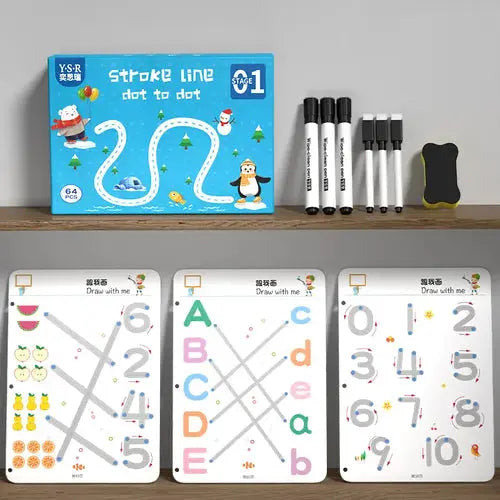 Reusable Tracing Work Book 64 Pages With ( 2 Markers & Duster Attcahed) (Premium Quality) GOODBABYPAKISTAN