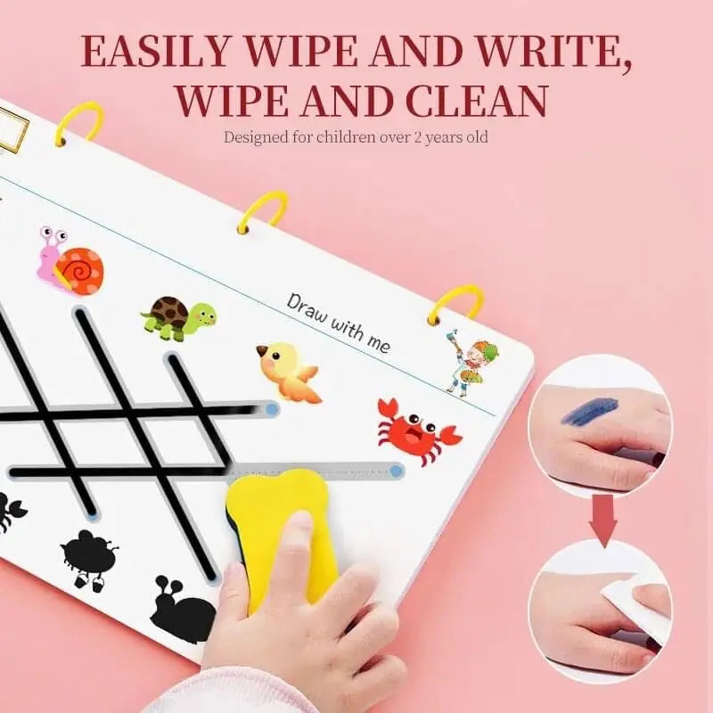 Reusable Tracing Work Book 64 Pages With ( 2 Markers & Duster Attcahed) (Premium Quality) GOODBABYPAKISTAN