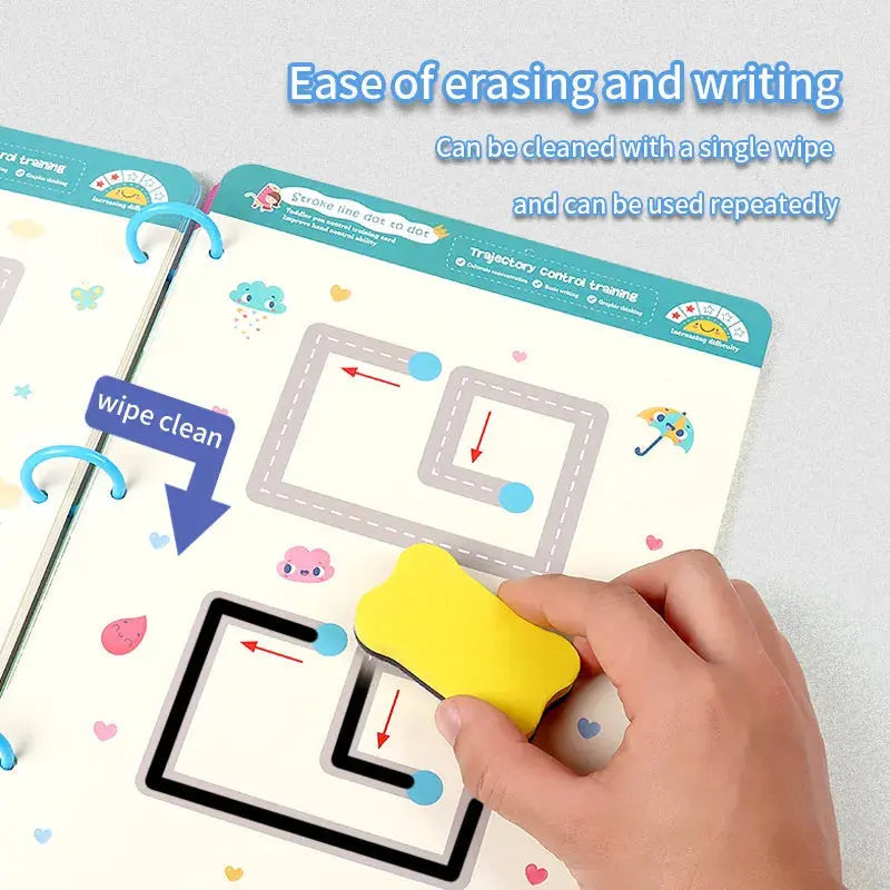 Reusable Tracing Work Book 64 Pages With ( 2 Markers & Duster Attcahed) (Premium Quality) GOODBABYPAKISTAN