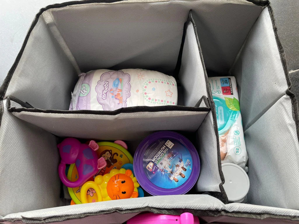 Baby Diaper Caddy Organizer, Foldable Felt Storage Bag with Multi Pockets and Flexible Compartments