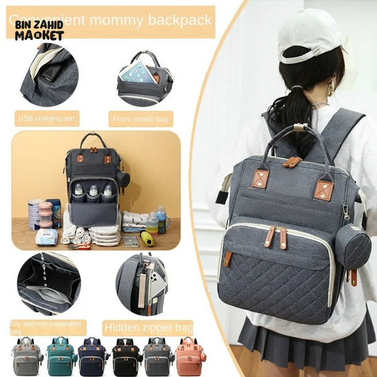 Large Capacity Waterproof Mummy Bag Backpack – Unisex Baby Diaper Bag (Pakistan)