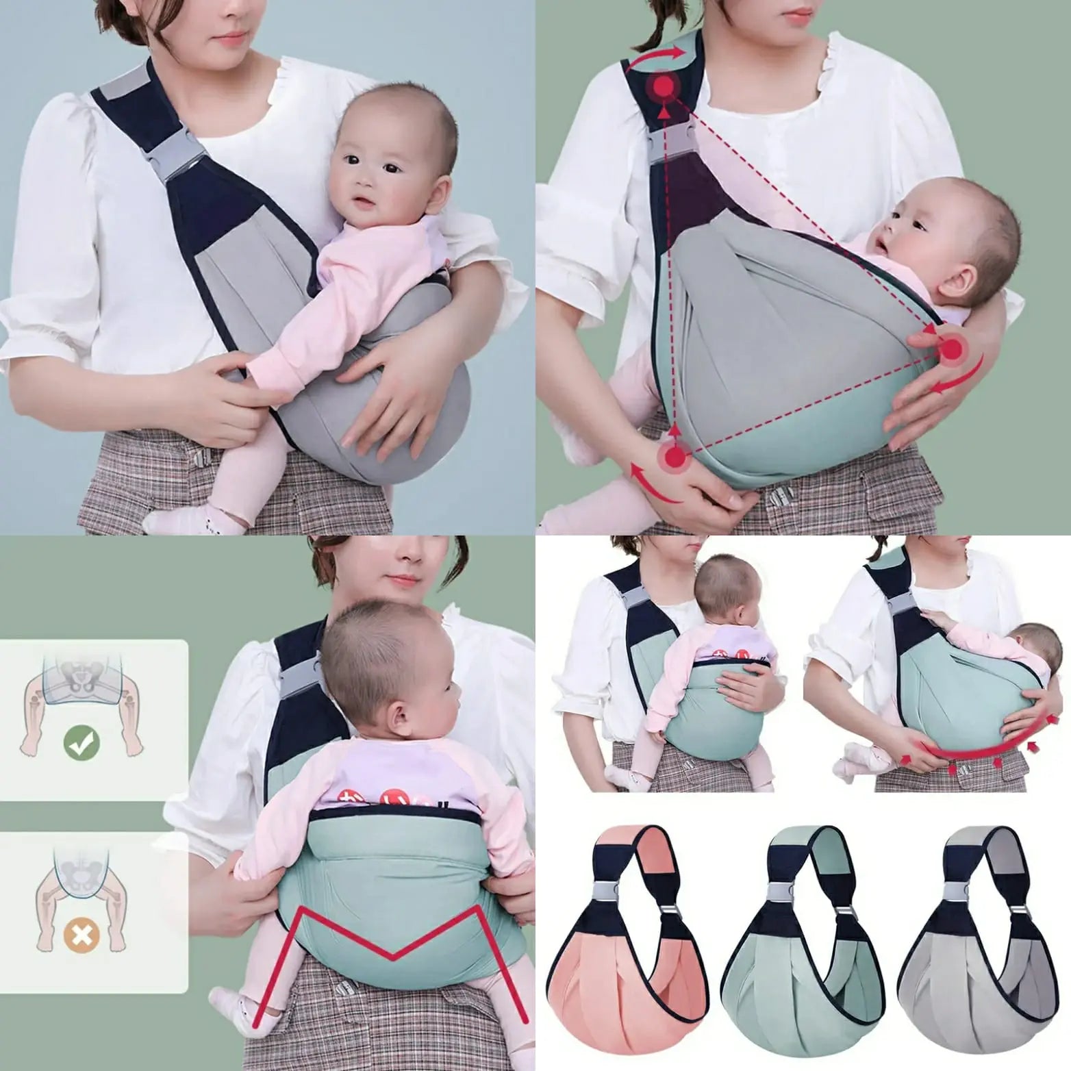 Adjustable Newborn Baby Carrier Sling Wrap Breathable Backpack Shoulder Strap for baby feeding darvaza.pk