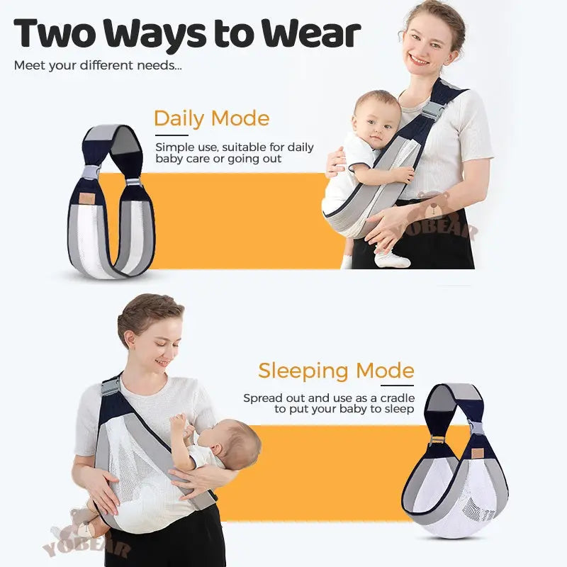 Adjustable Newborn Baby Carrier Sling Wrap Breathable Backpack Shoulder Strap for baby feeding darvaza.pk