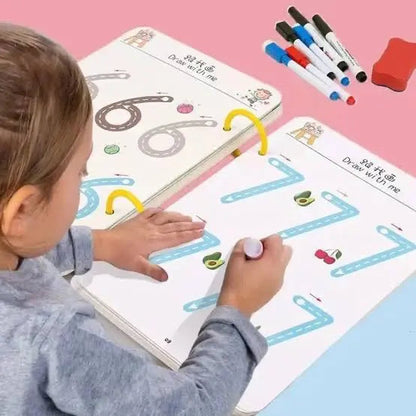 Reusable Tracing Work Book 64 Pages With ( 2 Markers & Duster Attcahed) (Premium Quality) GOODBABYPAKISTAN