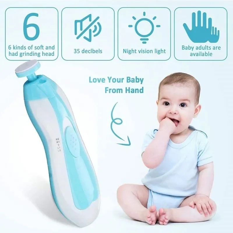 Electric Baby Nail Trimmer with 6 Grinding Heads - Baby Gem