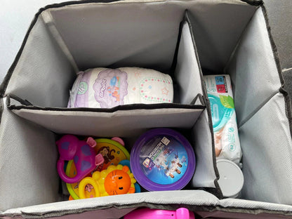 Baby Diaper Caddy Organizer, Foldable Felt Storage Bag with Multi Pockets and Flexible Compartments